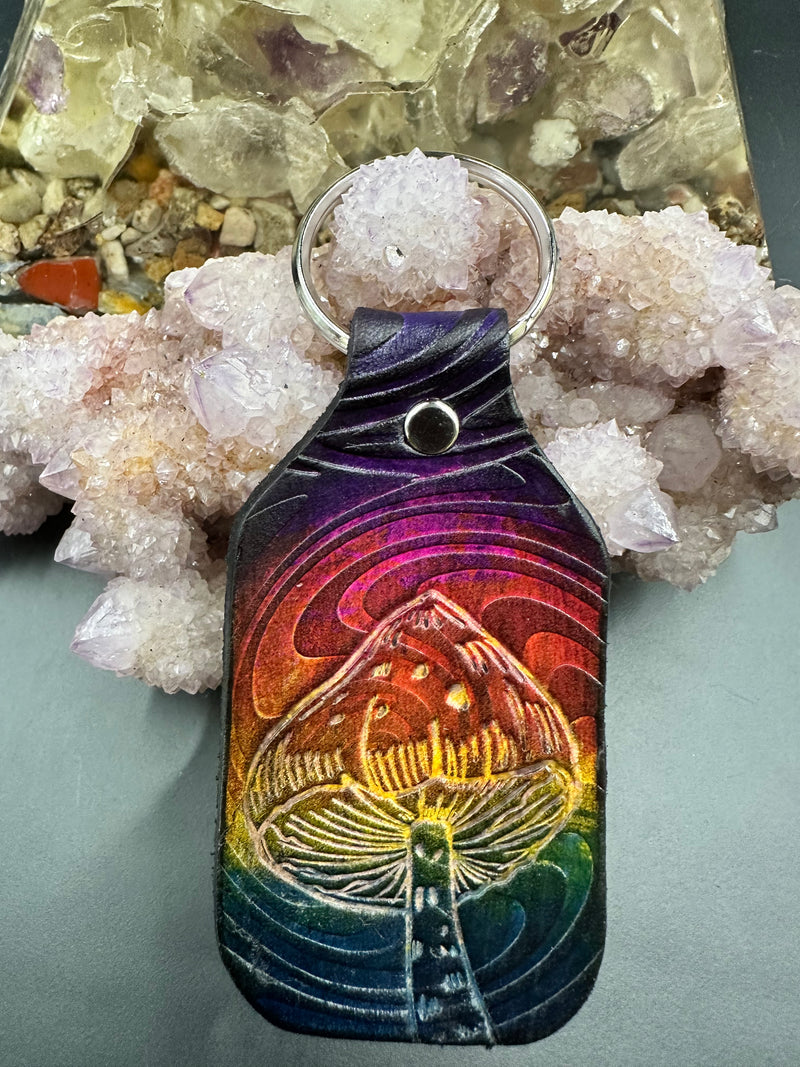 Stamped Leather Keychain - 4 Large Assorted Mushrooms – Lost Sailor Design