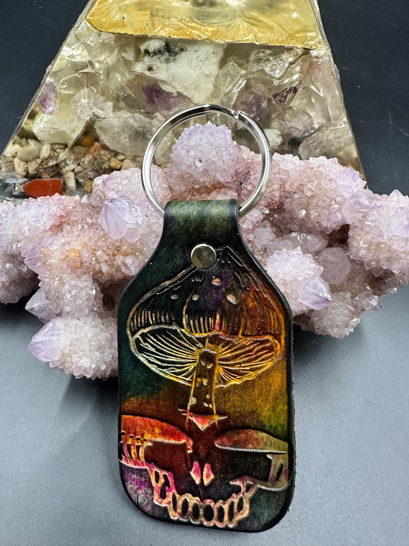 Stamped Leather Keychain - 4 Large Assorted Mushrooms – Lost Sailor Design