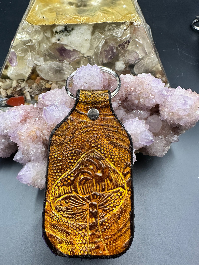 Stamped Leather Keychain - 4 Large Assorted Mushrooms – Lost Sailor Design