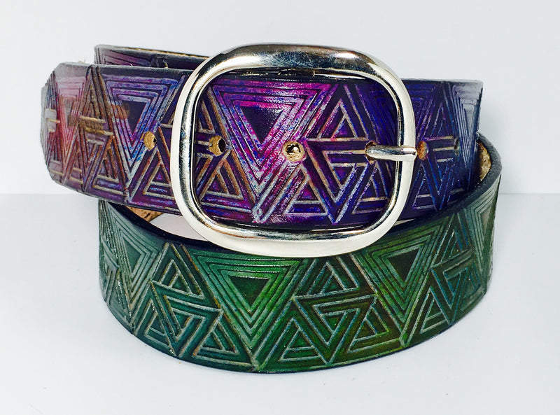 Stamped Leather Belt - Triangle