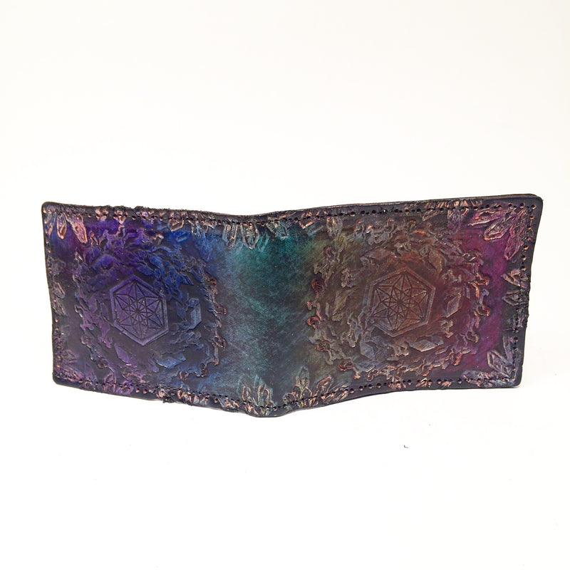 Stamped Leather Bifold Wallet - Crystals