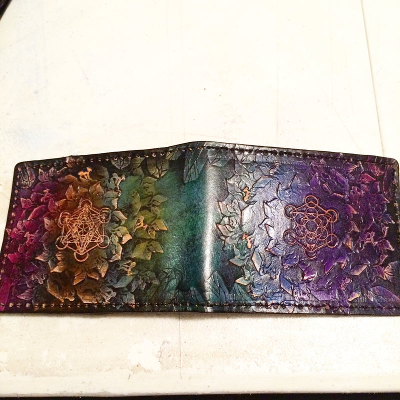 Stamped Leather Bifold Wallet - Mandala