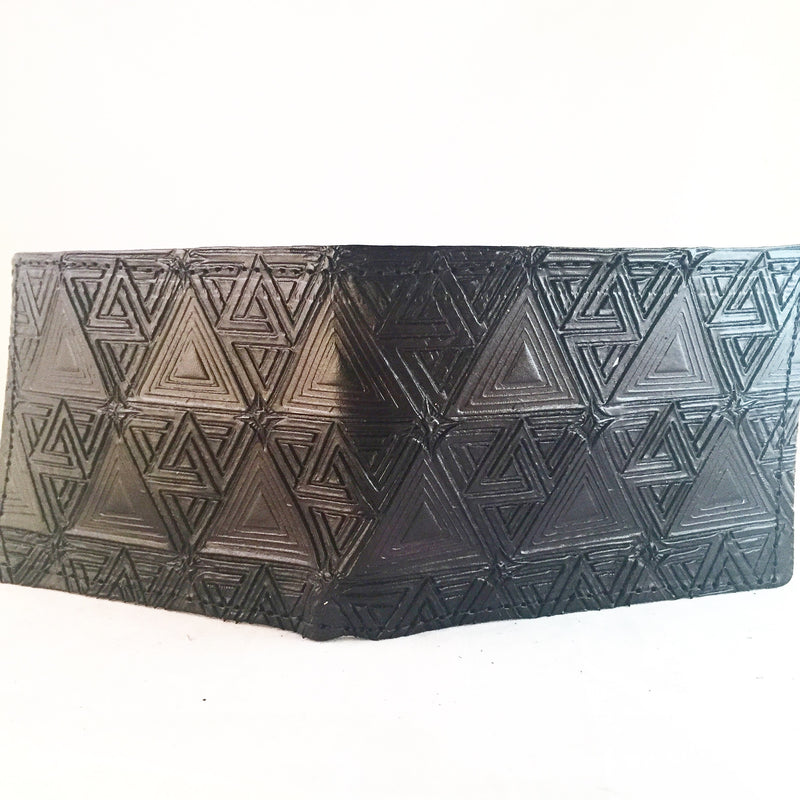 Stamped Leather Bifold Wallet - Triangle