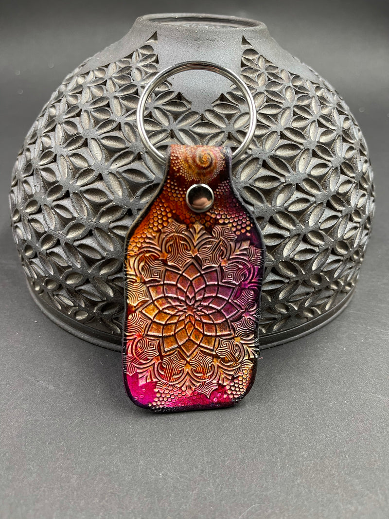 Stamped Leather Keychain - Retti  Mandala
