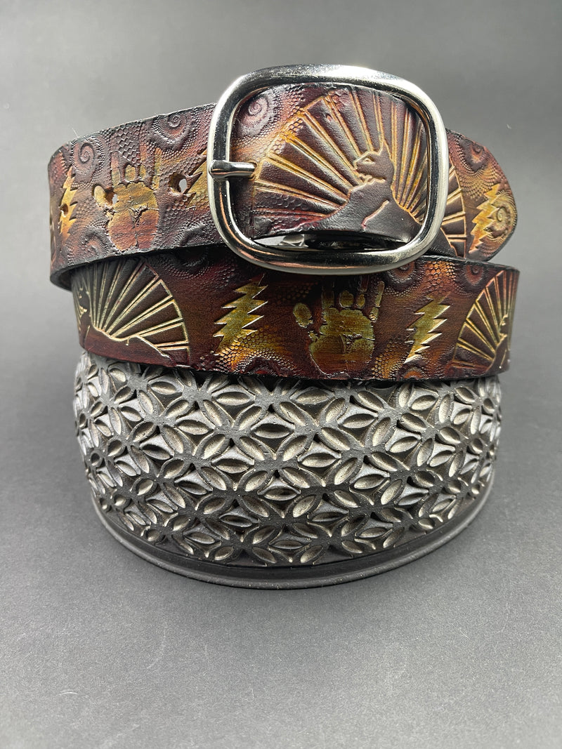 Stamped Leather Belt - Sphinx Copper