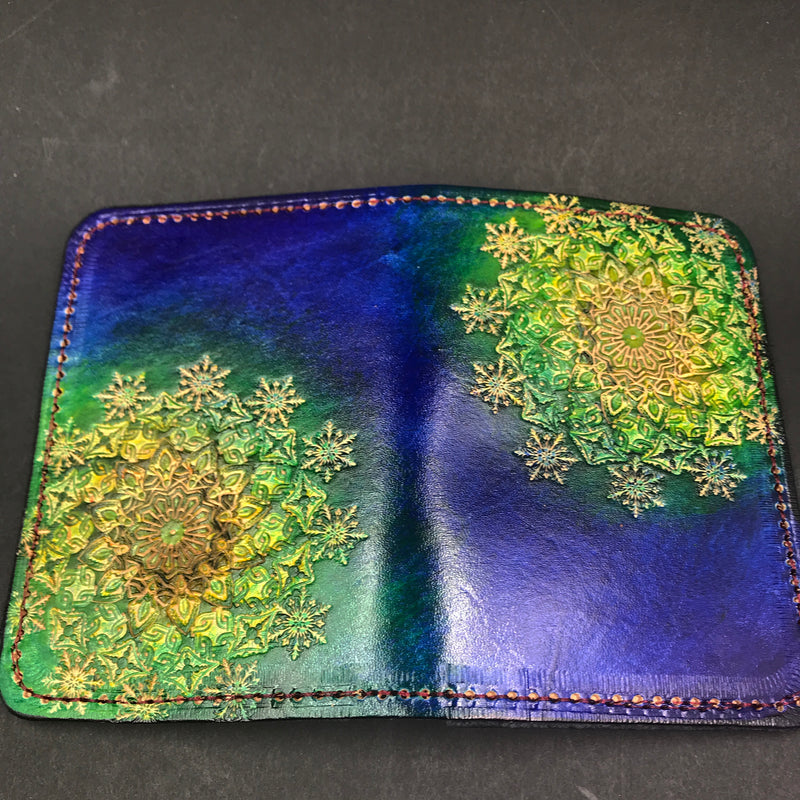 Stamped Leather Passport Wallet - Mandala