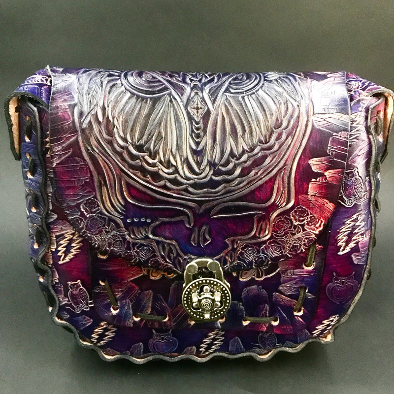 Juan Antonio Floral Embossed Purple Leather Tote – Western Passion