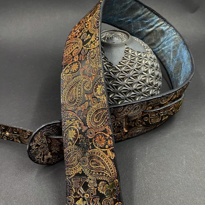 Stamped Leather Guitar Strap - Paisley