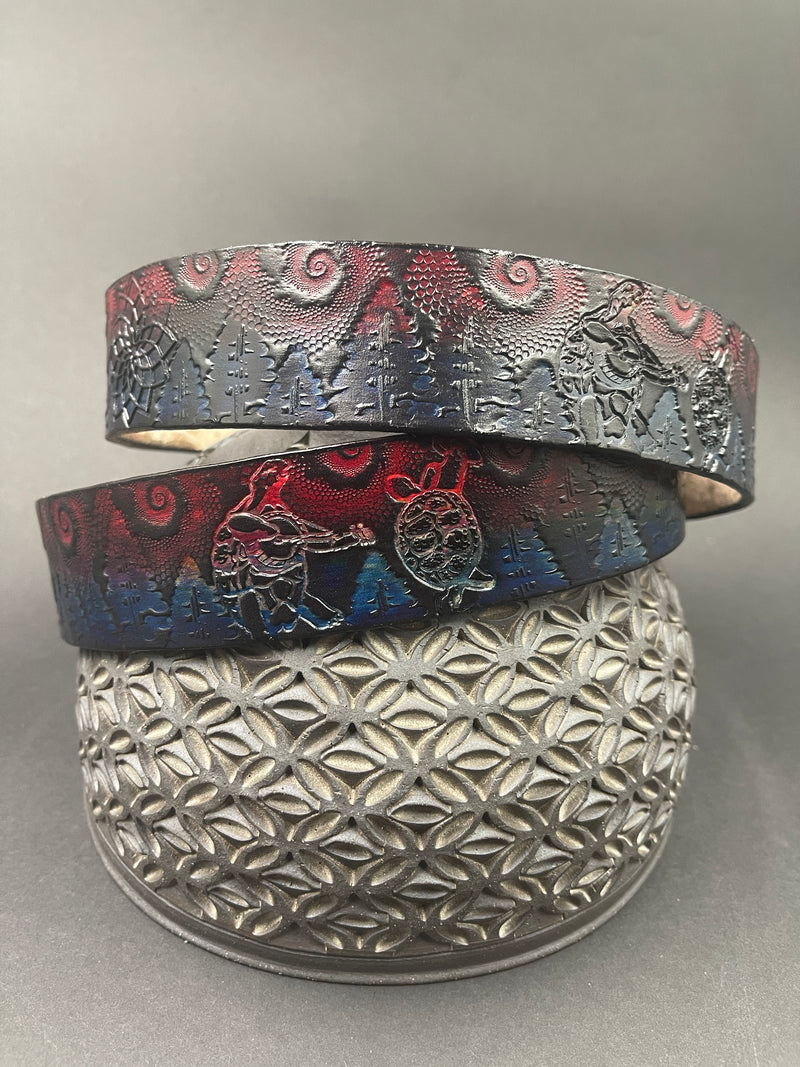 Stamped Leather Belt - Terrapins
