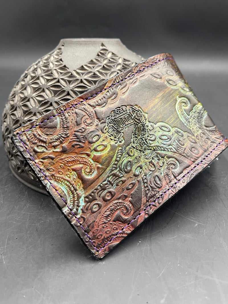 Stamped Leather Bifold Wallet - Octopus Tentacles