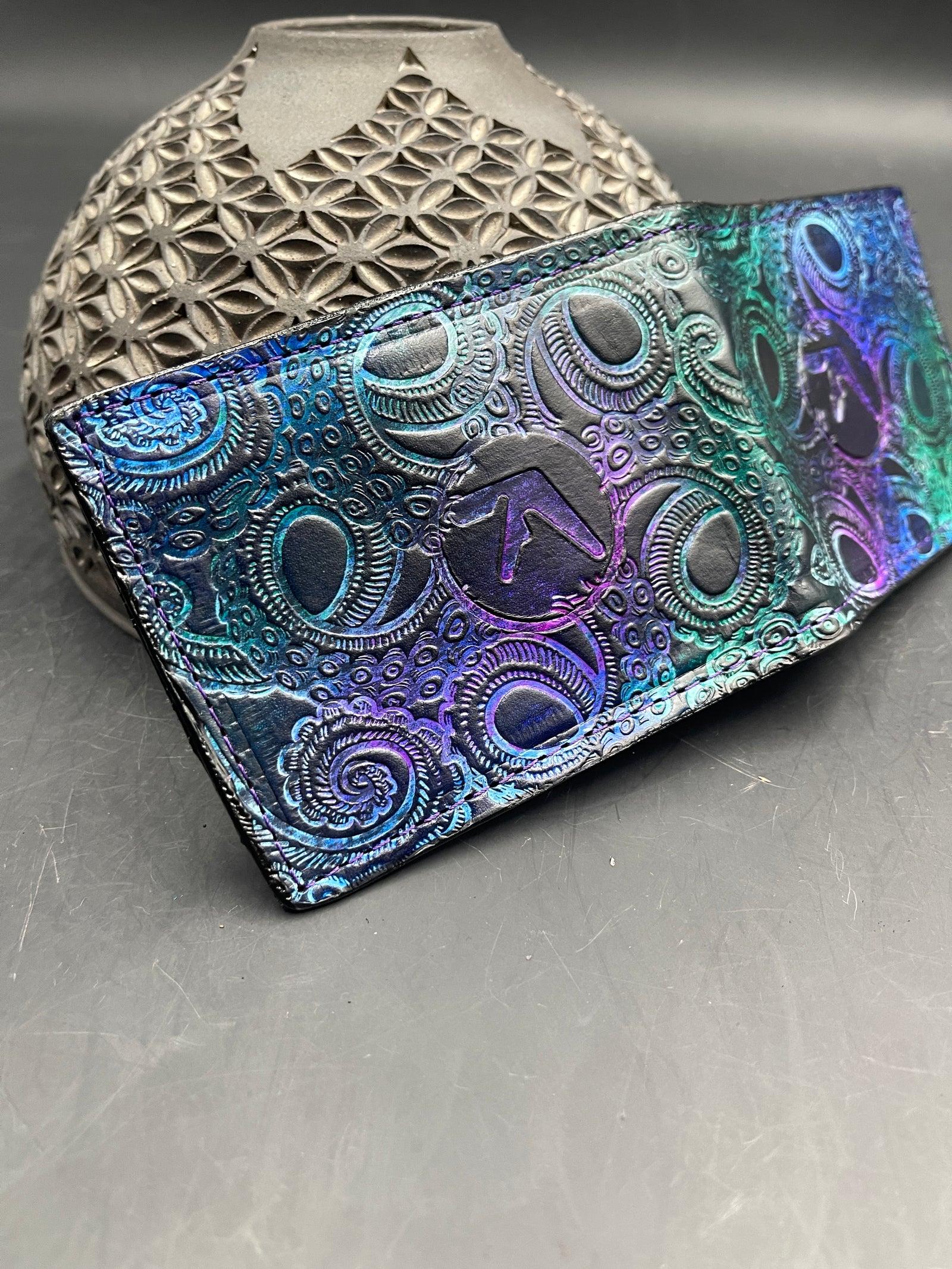 Stamped Leather Bifold Wallet - Aphex Twin – Lost Sailor Design