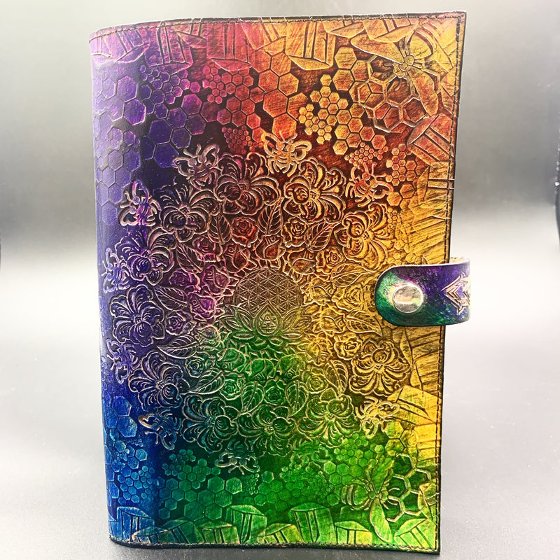 Stamped Leather Journal - Rainbow