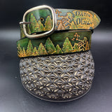 Stamped Leather Belt - Trees