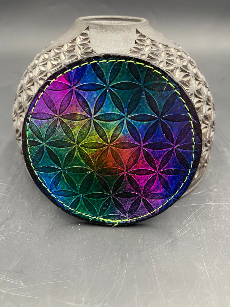 Stamped Leather Coaster - Flower of Life