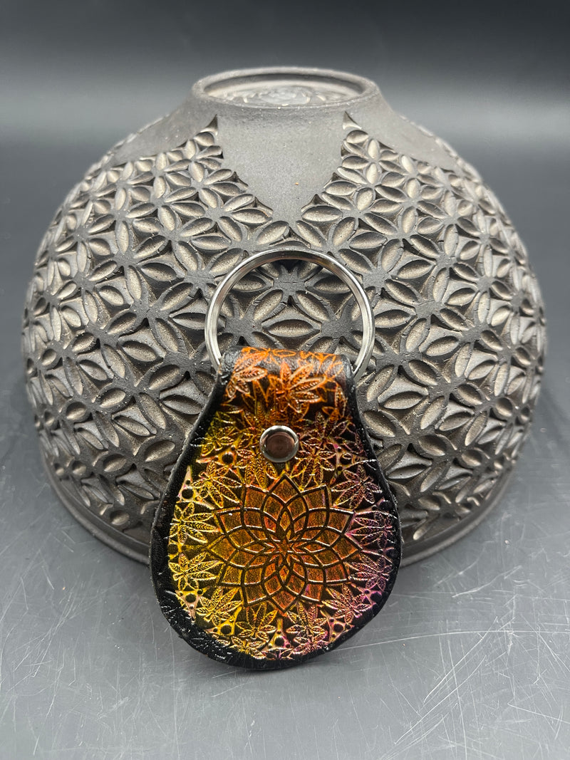 Stamped Leather Keychain -Retti Mandala