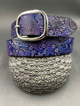 Stamped Leather Belt - Paisley