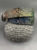 Stamped Leather Belt - Paisley