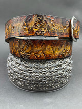 Stamped Leather Belt - Grateful Nature