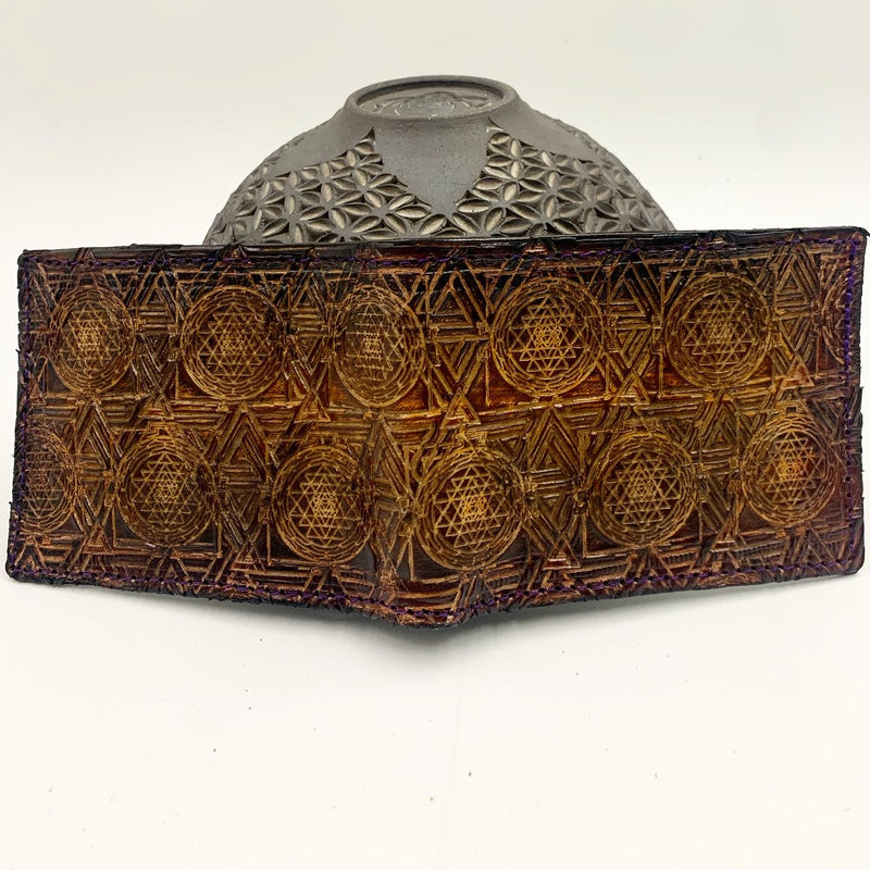 Stamped Leather Bifold Wallet - Sacred Geometry