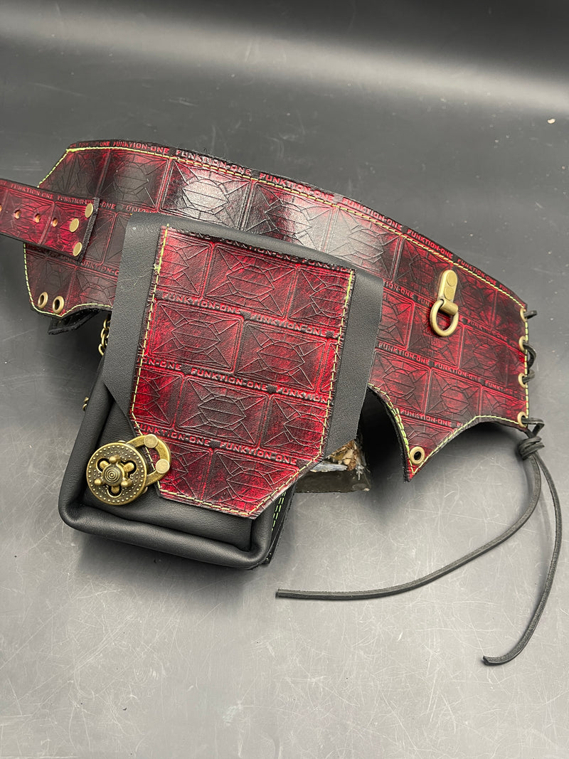 Stamped Leather Hip Pouch - Red Funk