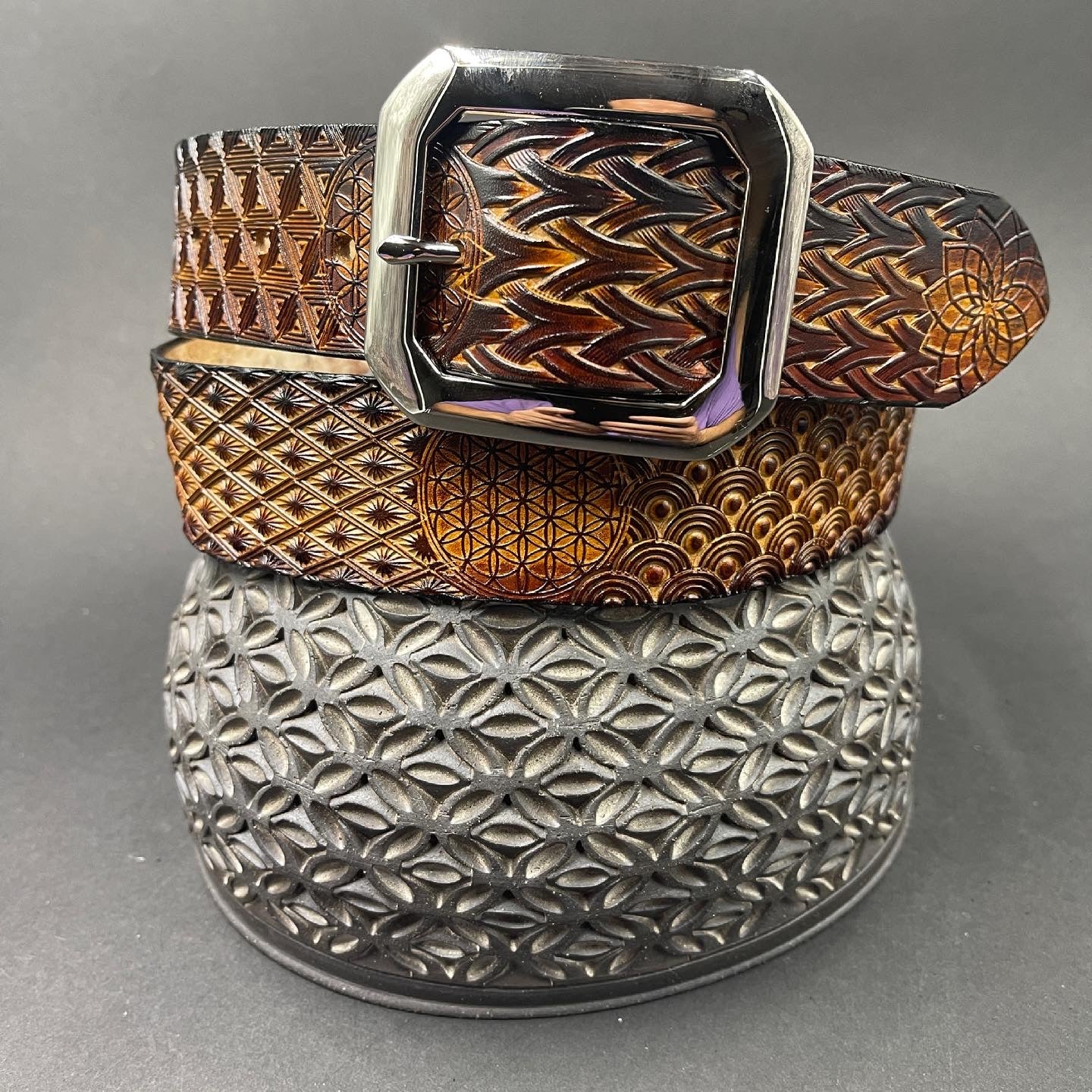 Stamped Leather Belt - Geometry with Geometric Patterns – Lost Sailor ...