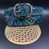 Stamped Leather Belt - Trees