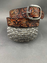 Stamped Leather Belt - Grateful Nature