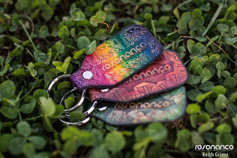 Stamped Leather Keychain - Festival