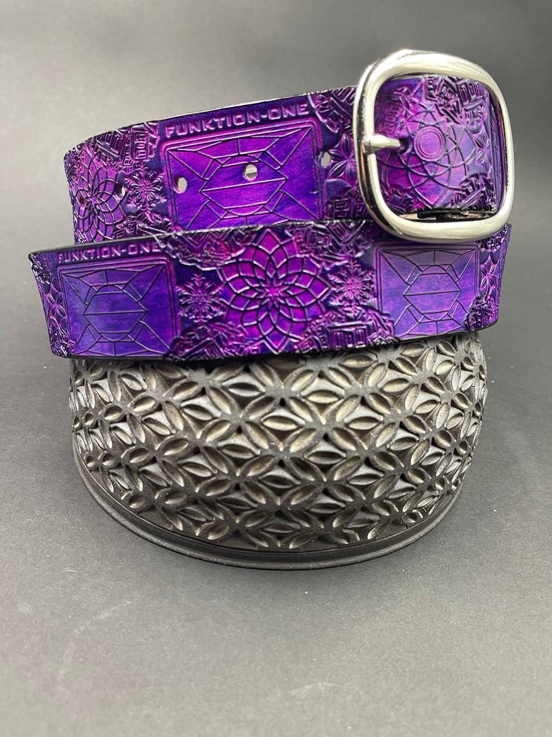 Stamped Leather Belt - Purple