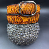 Stamped Leather Belt - Trees