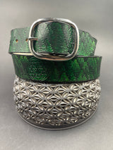 Stamped Leather Belt - Trees