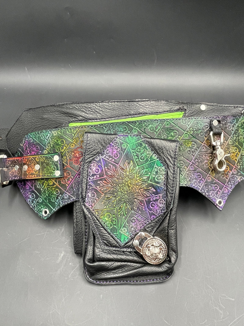 Stamped Leather Utility Hip Belt - Bicycle Day
