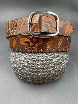 Stamped Leather Belt - Grateful